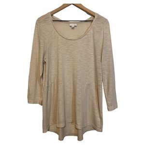 J. Jill Space-Dyed Cream Top‎ 3/4 Sleeves Size M
